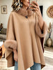 Vintage Elegant Wool-blend Cape With Fur Collar Coat
