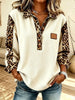 Retro Chic Leopard Pattern Art Long Sleeve Casual Stylish Patchwork Shirt