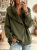 Women's Faux Fur Collar Asymmetric Zip Fleece Jacket