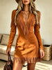 Women's Western Fringe Half-Zip Suede Dress