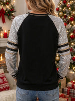 Women's Sequin Raglan Sleeve Print Christmas Tree Sweatshirt