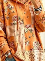 Retro Floral Pattern Art Print Casual Long Sleeve Sweatshirt