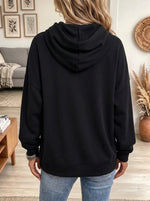 Women's Rhinestone Drawstring Cowl Neck Hoodie