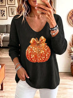 Vintage Pumpkin Pattern Knit Art Casual Stylish Long Sleeve Sweater