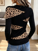 Vintage Leopard Patchwork Pattern Art Casual Stylish Long Sleeve Shirt