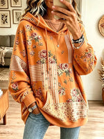 Retro Floral Pattern Art Print Casual Long Sleeve Sweatshirt