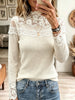 Women's Sheer Floral Lace Mock Neck Knit Top