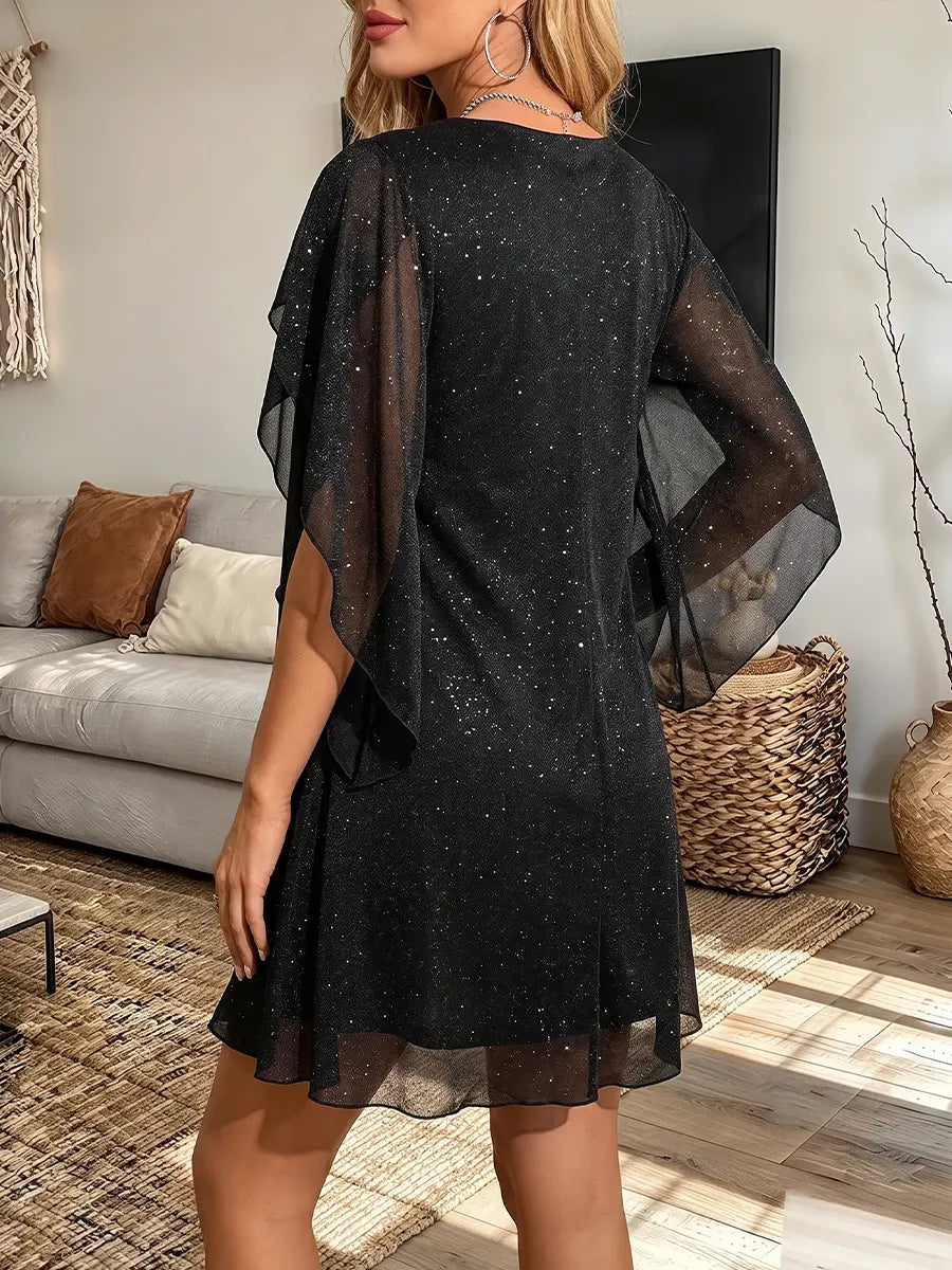 Vintage Elegant Sparkly Sheer Mesh Dress