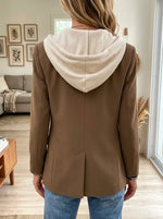 Women's Double-Breasted Hooded Blazer Jacket