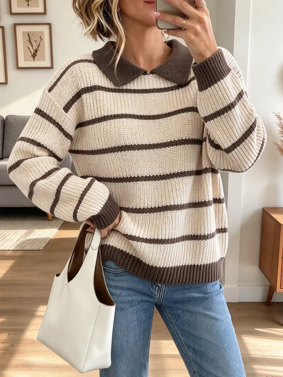 Vintage Elegant Stripe Art Casual Stylish Long Sleeve Sweater