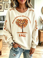 Vintage Leaf Autumn Pattern Art Casual Stylish Long Sleeve Sweatshirt