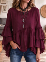 Women's Crinkle Textured Peplum Blouse