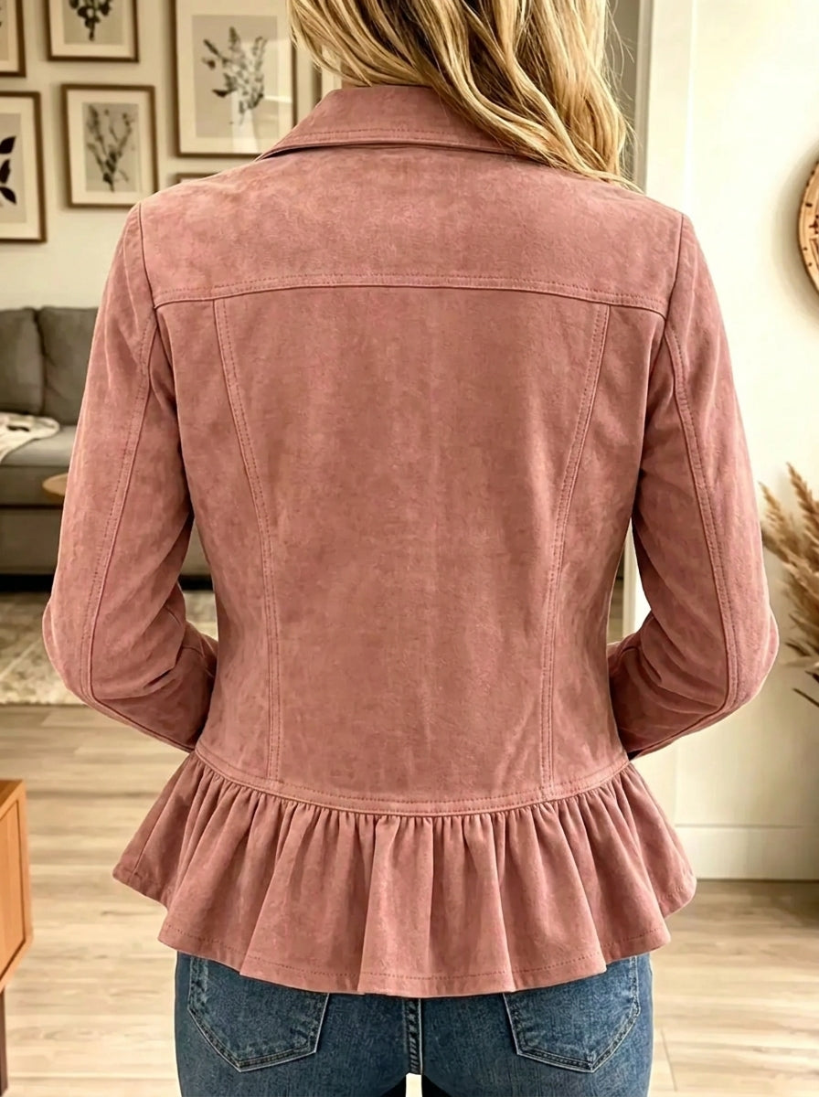 Women's Ruffle Peplum Suede Western Jacket