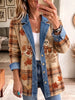 Vintage Elegant Denim Patchwork Color-blocked Halloween Autumn Plaid Jacket