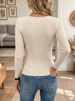 Women's Twist Front V-Neck Ribbed Top