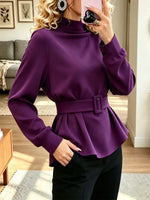 Retro Chic Turtleneck Art Casual Stylish Long Sleeve Top