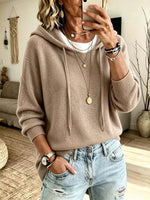 Comfortable Elegant Hooded Long Sleeve Casual Knitted Sweater