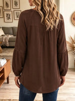 Women's Tassel Tie Split V-Neck Gauze Blouse