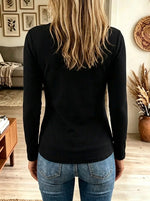 Women's Lace-Up Grommet V-Neck Ribbed Top