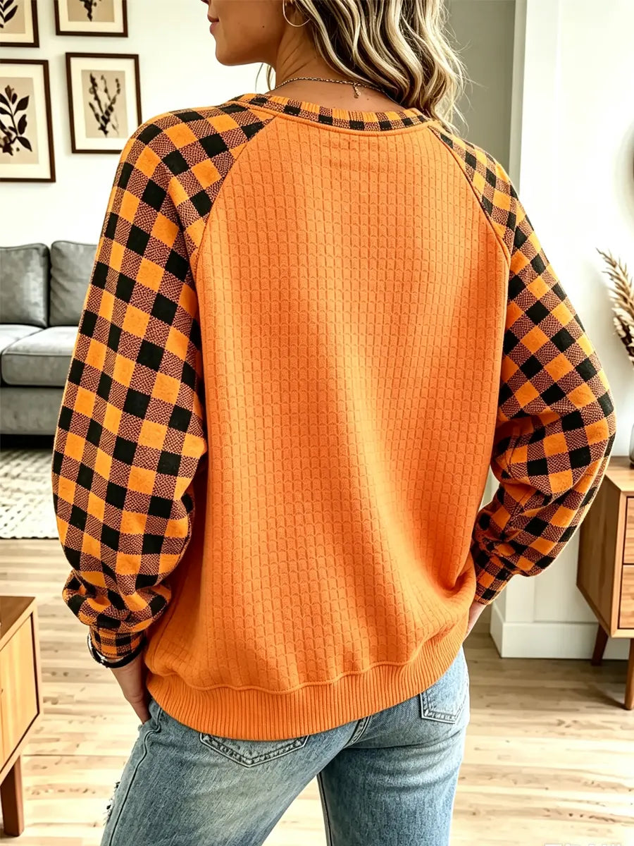 Vintage Pumpkin Autumn Pattern Art Casual Stylish Long Sleeve Sweatshirt