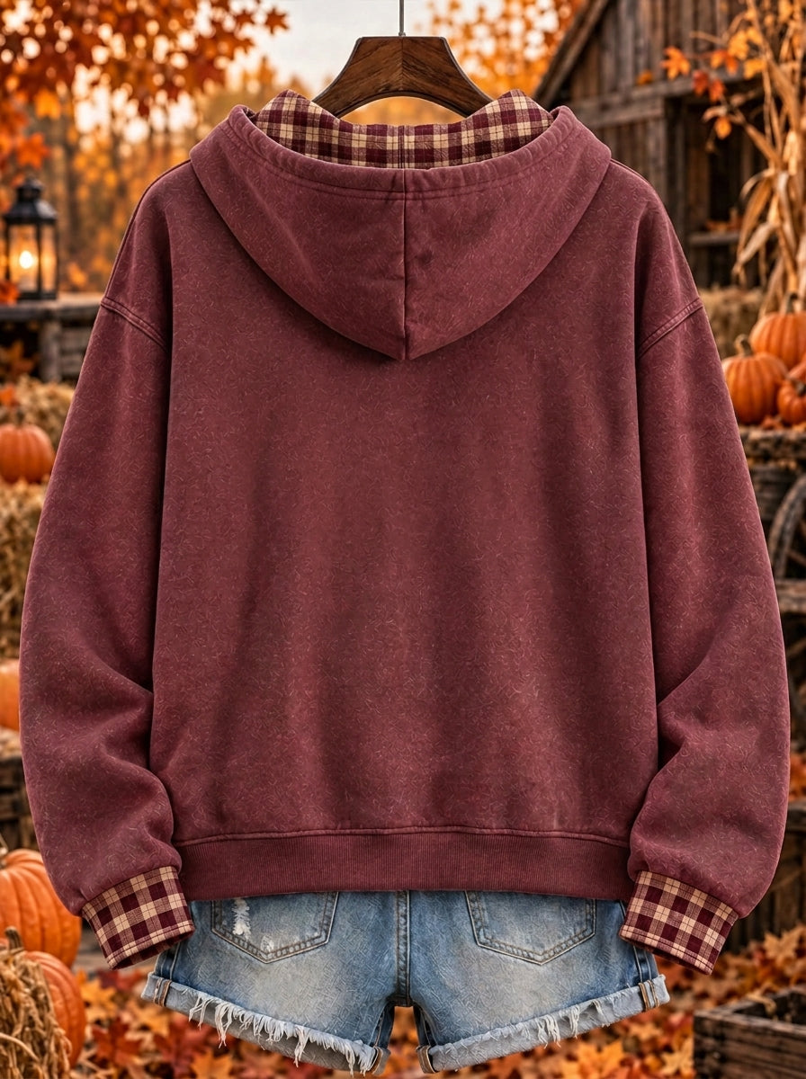 Women's Hello Ber Months Plaid Lined Graphic Hoodie