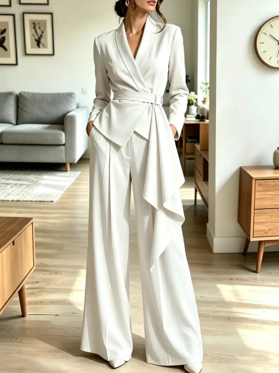 Retro Elegant Art Casual Stylish Long Sleeve Top And Pants Two-piece Set