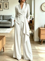 Retro Elegant Art Casual Stylish Long Sleeve Top And Pants Two-piece Set