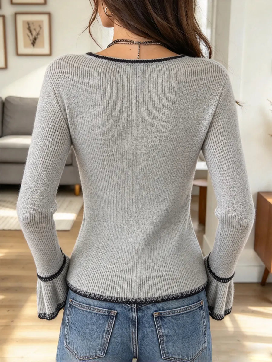 Vintage Chic Floral Art Knitted Casual Stylish Long Sleeve Sweater