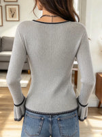 Vintage Chic Floral Art Knitted Casual Stylish Long Sleeve Sweater