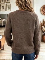 Women Vintage Great Dane Dog Print Fair Isle Knit Pullover Sweater