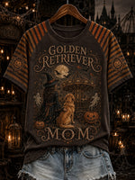 Women's Halloween Golden Retriever Mom Graphic Raglan T-Shirt
