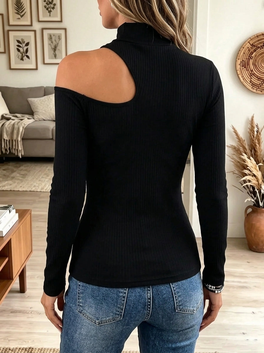 Women's Cutout Mock Neck Knit Top