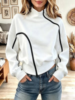 Women's Asymmetric Diagonal Zip High Neck Sweatshirt
