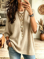 Women's Half-Sleeve Crewneck Knit Sweater