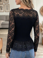 Women's Lace Trim V-Neck Blouse