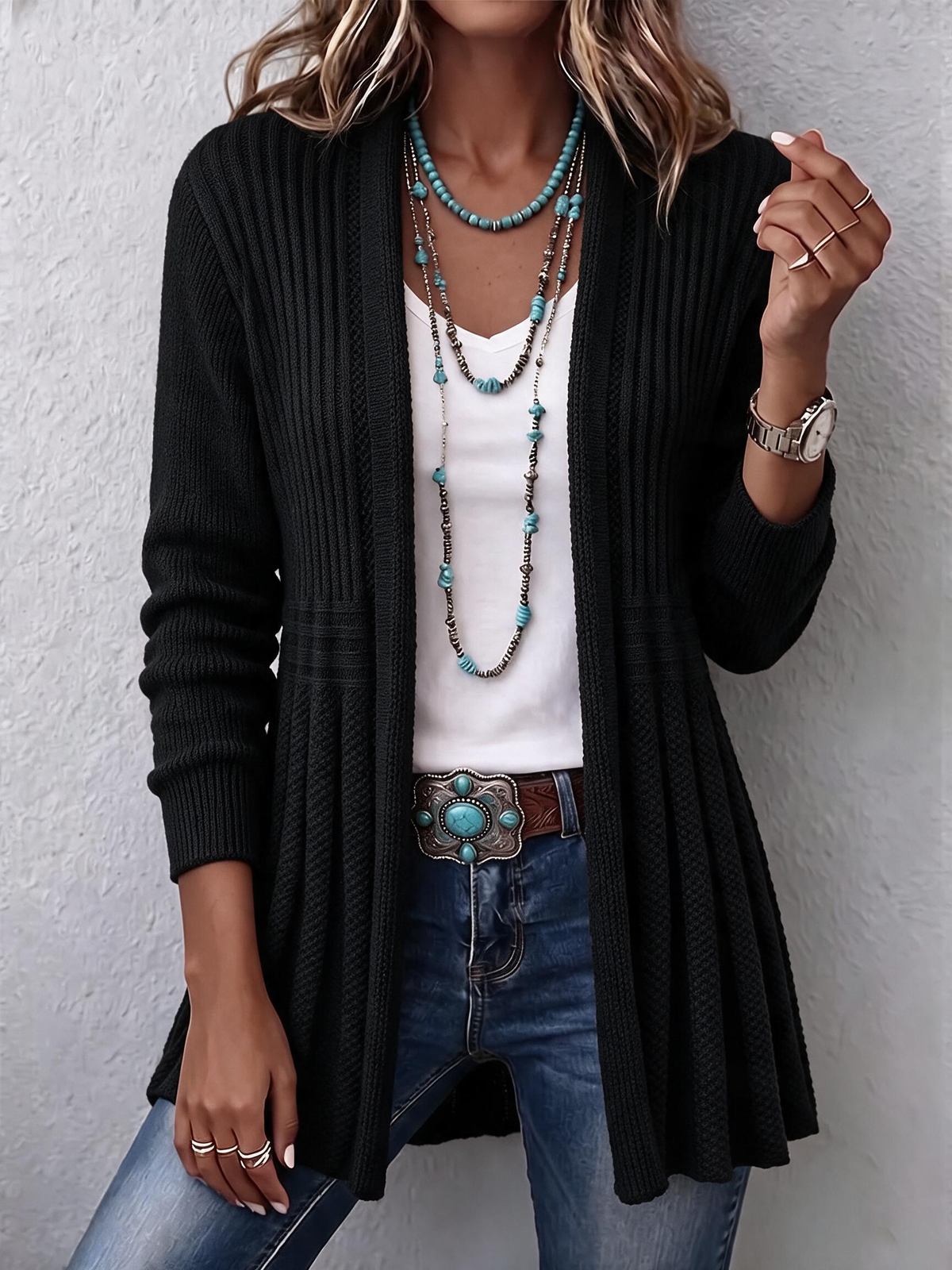 Women's knit Textured Oversized Cardigan