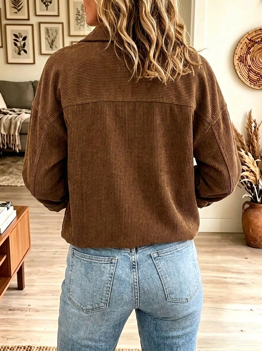 Women's Button-Down Ribbed Corduroy Shacket