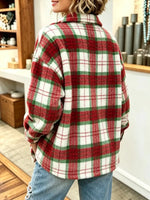 Vintage Plaid Pattern Art Casual Stylish Long Sleeve Lapel Fleece Coat