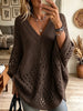 Women's Openwork Cable Knit Batwing Poncho Sweater
