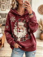 Women's Plaid Santa Patchwork Mineral Hoodie