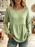 Vintage Elegant Cotton Linen lantern sleeves Shirt