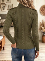 Women's Cutout Turtleneck Cable Knit Sweater