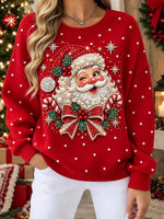 Lovely Christmas Santa Pattern Art Casual Stylish Long Sleeve Sweatshirt
