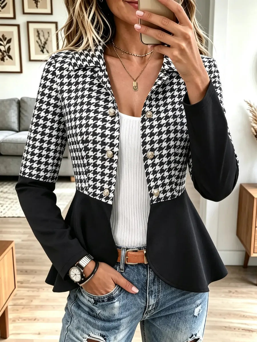Retro Chic Color Block Ruffle Art Casual Stylish Long Sleeve Coat
