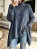 Women Oversized Turtleneck Asymmetric Hem Loose Knit Sweater