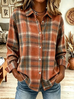 Women's Plaid Flannel Button-Down Shirt