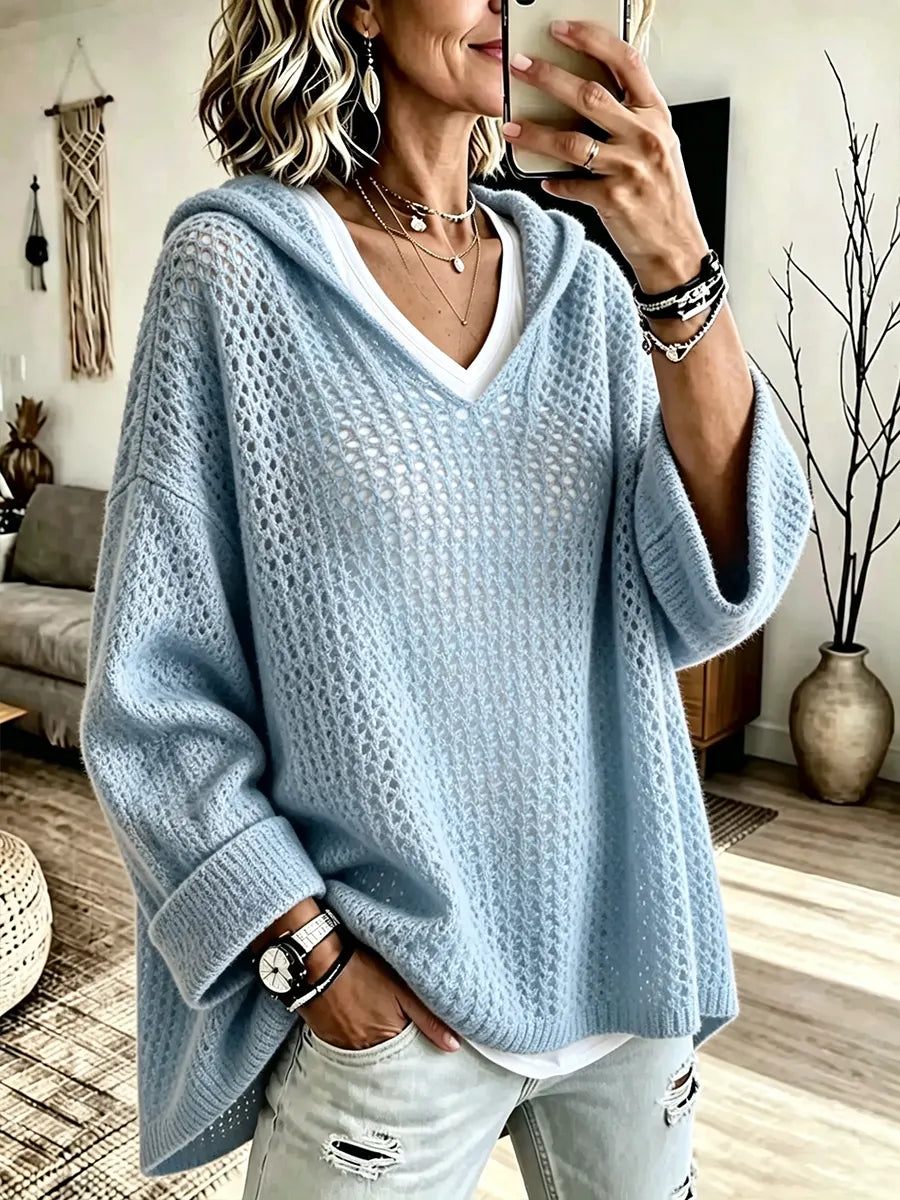 Vintage Sun-protective Knit Hoodie Sweater