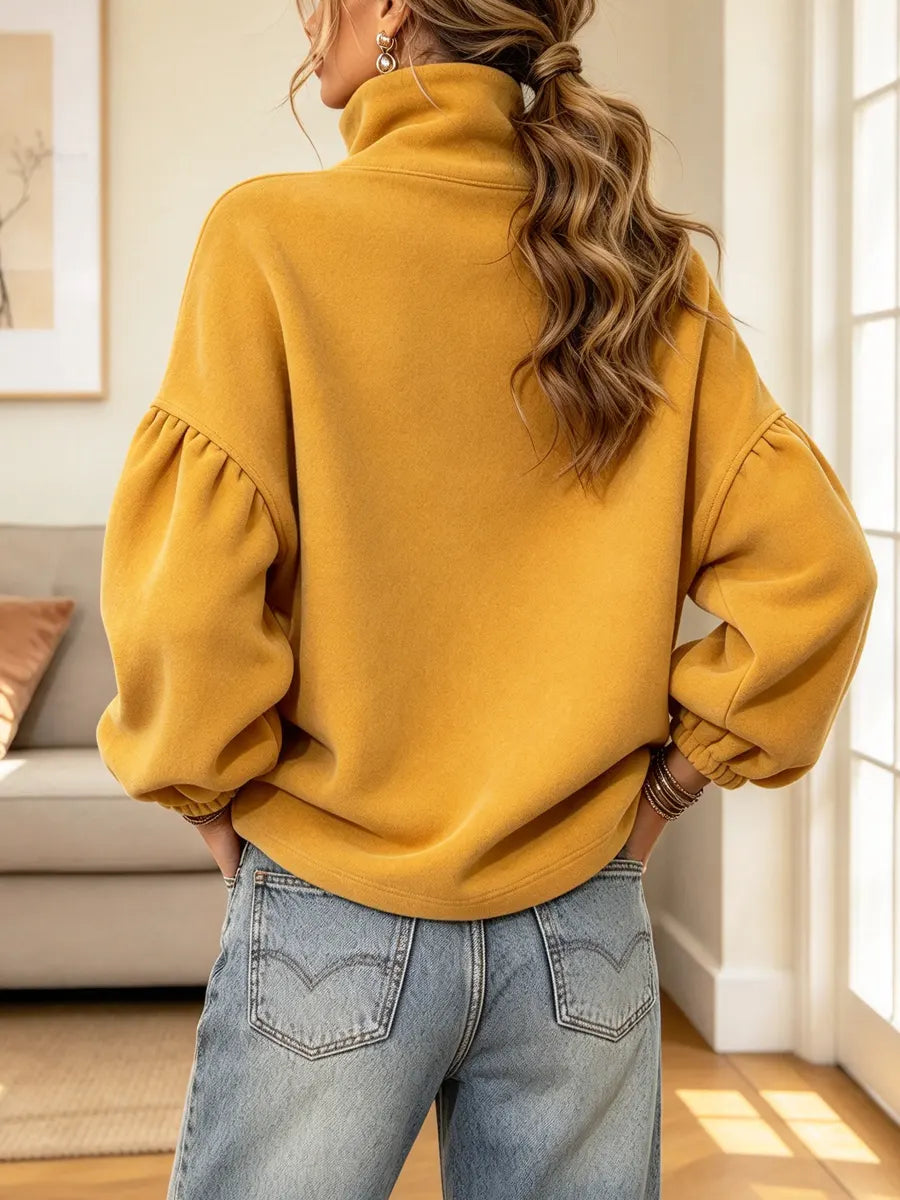 Retro Turtleneck Art Casual Pockets Stylish Long Sleeve Pockets Coat