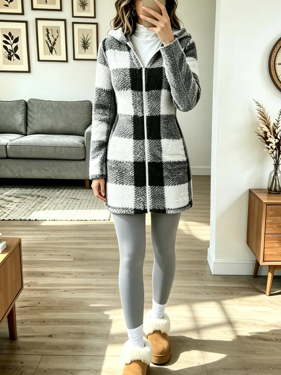 Retro Classic Plaid Pattern Warm Art Casual Stylish Long Sleeve Coat