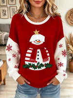 Women's Snowman Snowflake Colorblock Christmas Sweater
